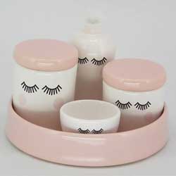 kit de higiene ceramica cilios rosa quintal de madame